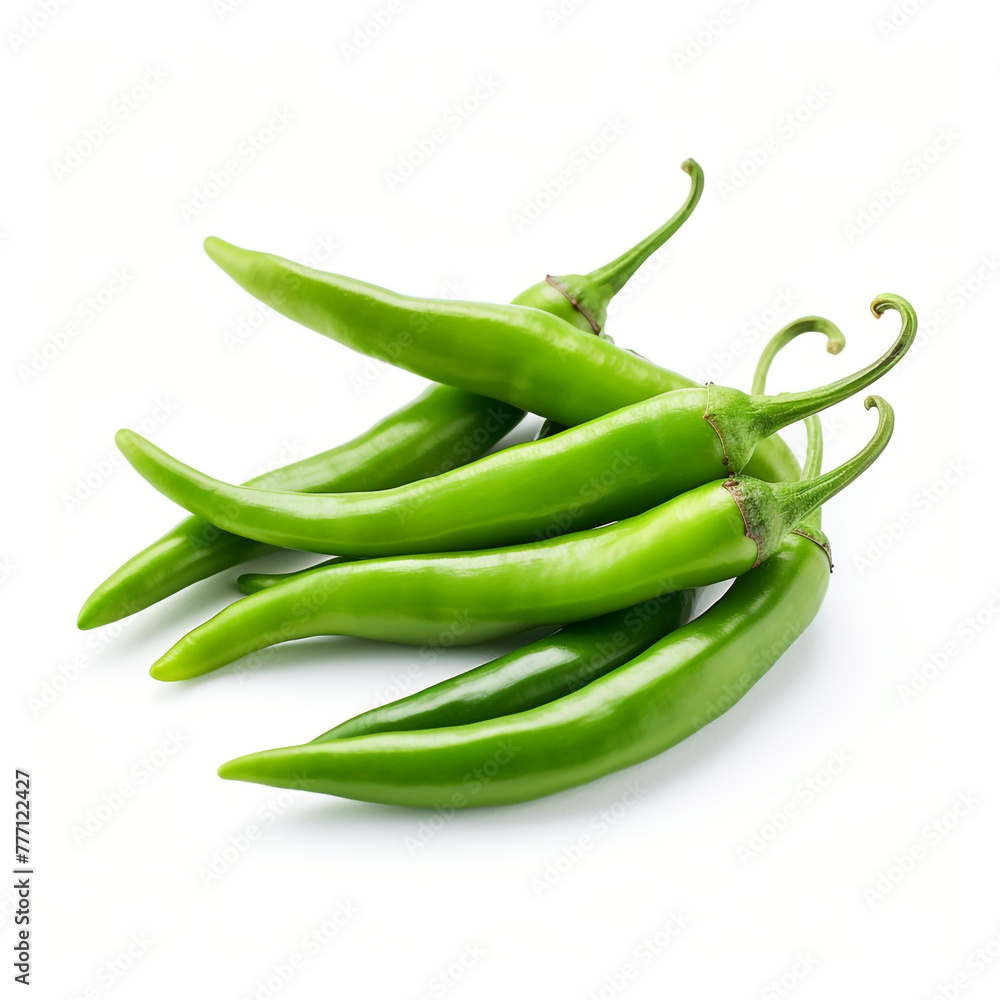 green chillies on white background сreated with Generative Ai green chillies on white background сreated with Generative Ai