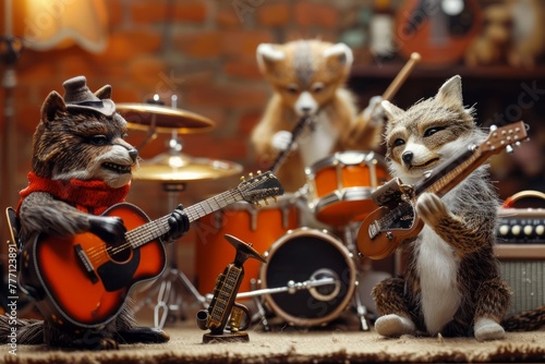 Whimsical Animal Characters Rocking a Music Set