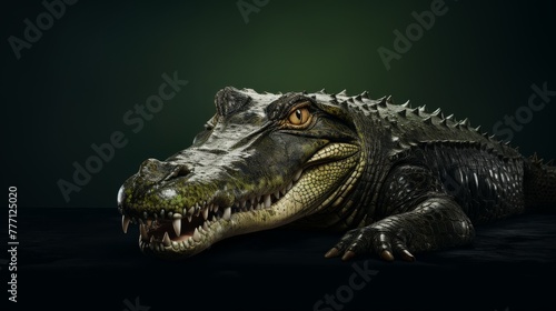 Alligator Portrait on solid background.