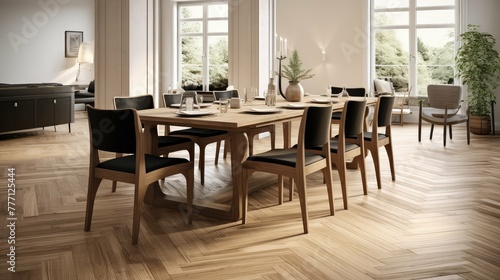 herringbone light wooden floor © vectorwin