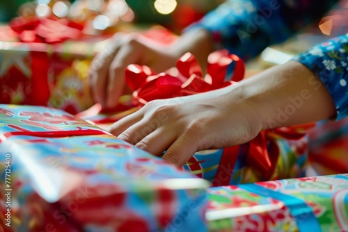 Gift Preparation: Artful Wrapping with Holiday Patterns and Bows