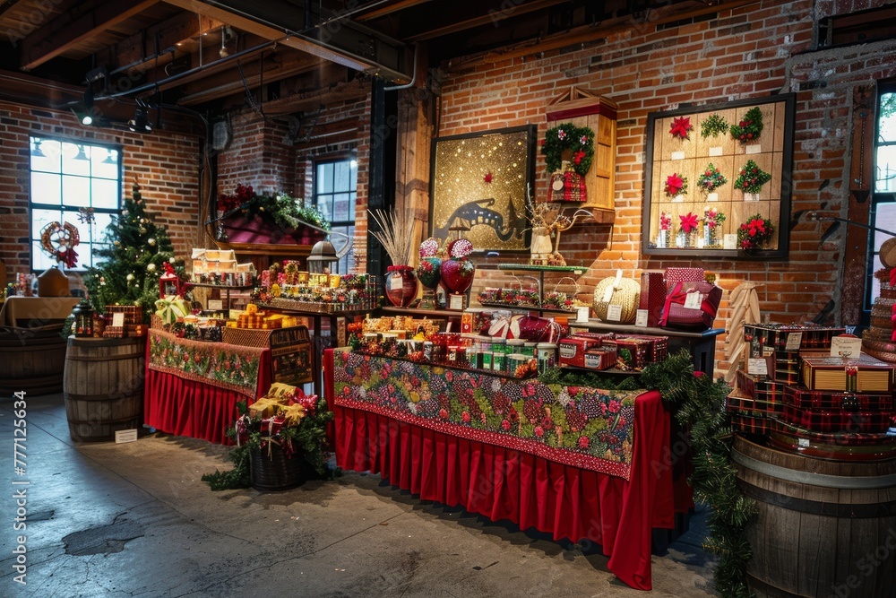 Traditional Christmas Market with Handcrafted Goods