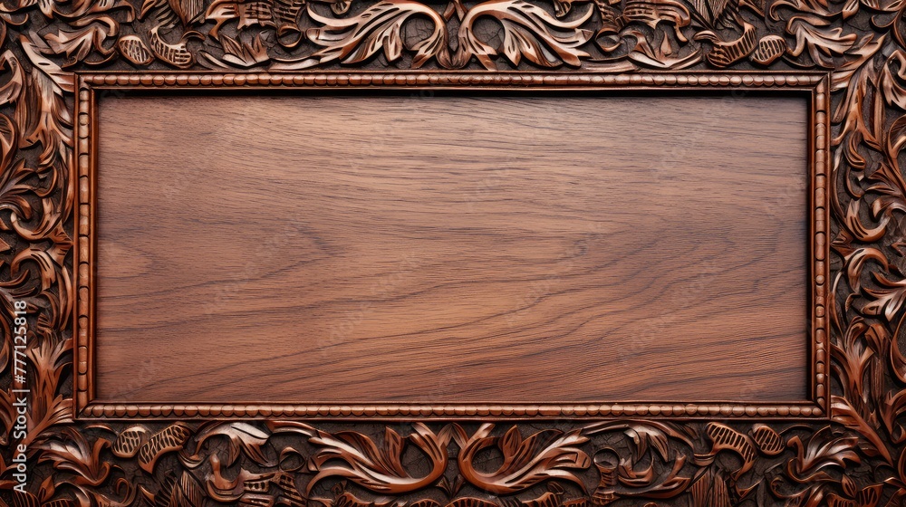glossy brown wood frame