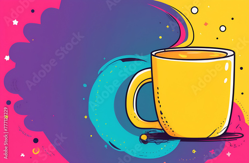 illustration banner yellow cup of tea