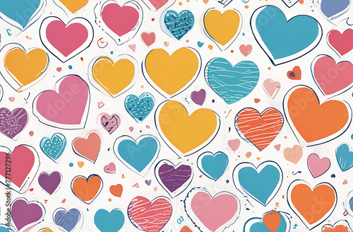 seamless background with hearts painted colorfull