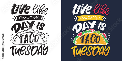 Set with hand drawn lettering quotes in modern calligraphy style. Slogans for print and poster design. 100% Vector image photo