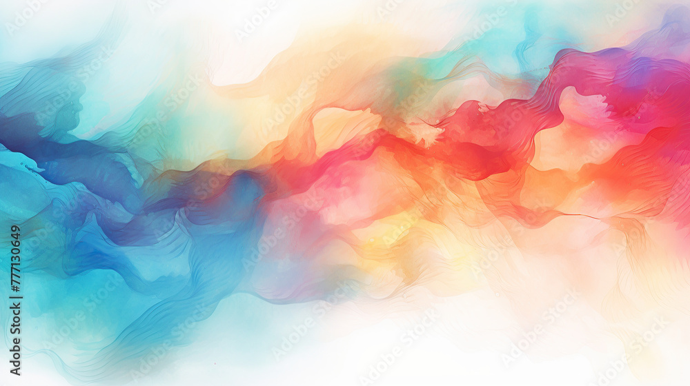 close up horizontal image of a colourful abstract watercolor wavy background