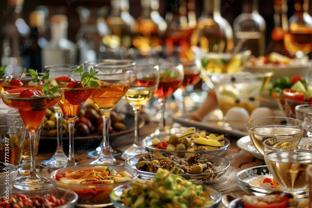 Elegant Food Presentation in Martini Glasses on a Festive Table