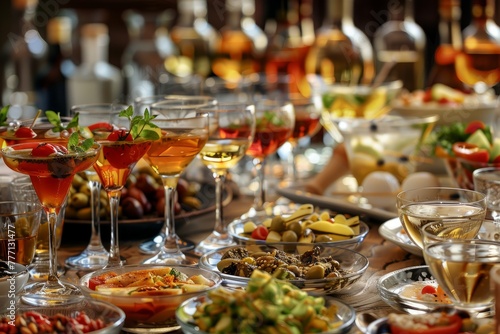 Elegant Food Presentation in Martini Glasses on a Festive Table © Ilia Nesolenyi