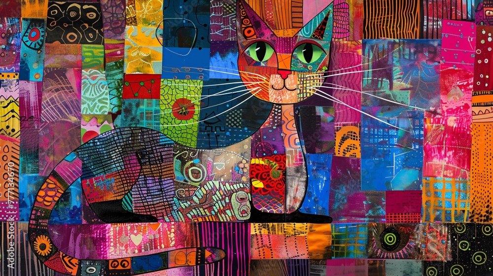 Whimsical Feline A Vibrant Artwork Generative AI Whimsical Feline A Vibrant Artwork Generative AI