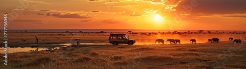 Serengeti Sunset A Safari Adventure Generative AI
