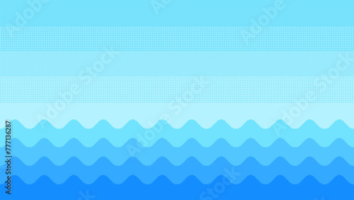 Pixel art sea waves. Vector seamless background.