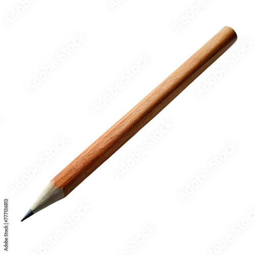 Wooden pencil isolated on transparent background.