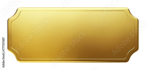 Realistic blank golden luxury ticket or gift certificate isolated on white, empty metallic coupon