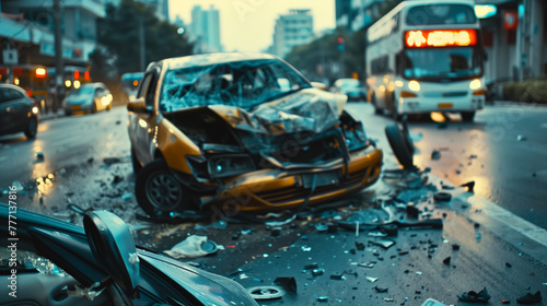 car accident on the street,...