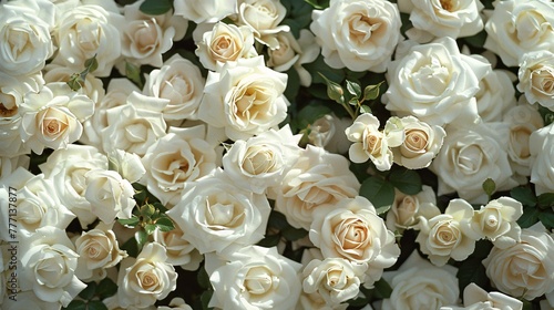 Blossoming Beauty A Close-up of a Bountiful Bouquet of White Roses Generative AI © Riya