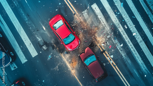 car accident on the street,...