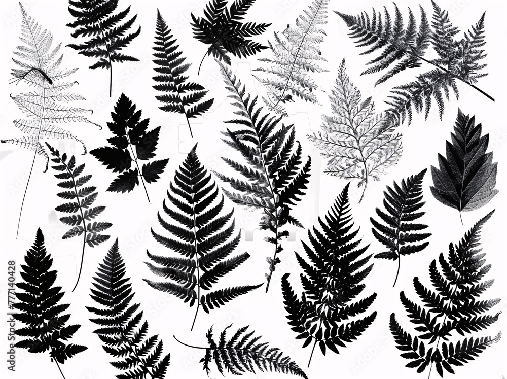 Floral Patterns A Collection of Black and White Foliage Designs Generative AI