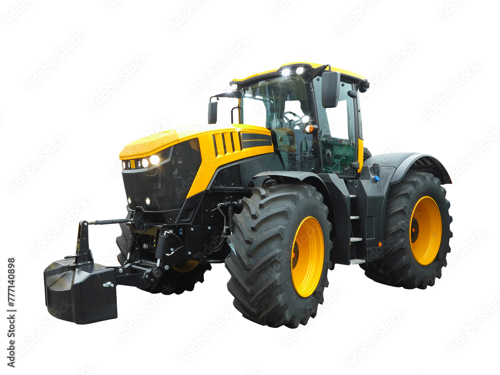 New modern agricultural tractor isolated on white background New modern agricultural tractor isolated on white background