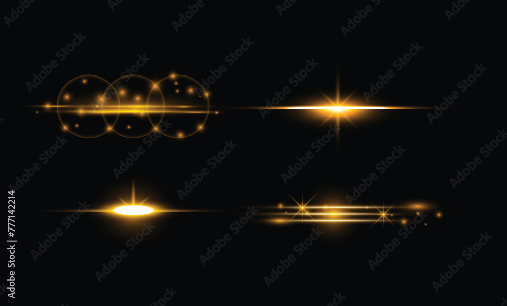 Vector collection of realistic golden shiny light reflect the effect Vector collection of realistic golden shiny light reflect the effect