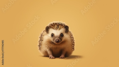 Cute Hedgehog Portrait on solid background.