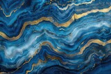 Luxurious ocean inspired art with blue and gold accents.