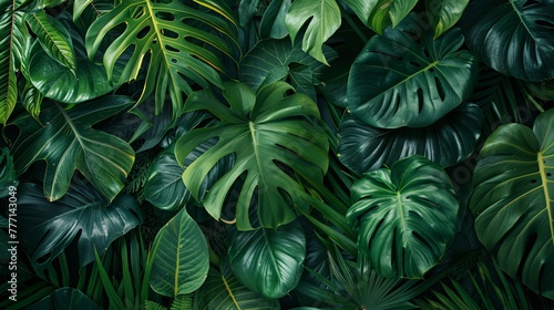 Tropical Paradise A Lush Display of Green Leaves and Plants Generative AI