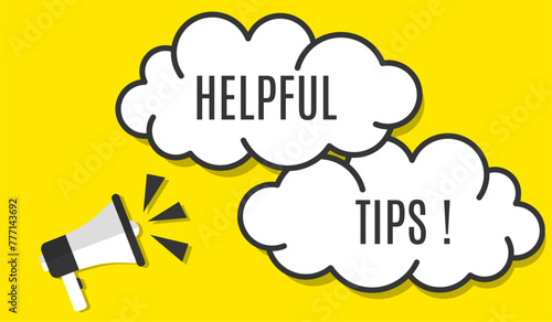 Vector banner. Megaphone with helpful tips speech bubble. Loudspeaker. Banner for business, marketing. Banner design vector illustration.