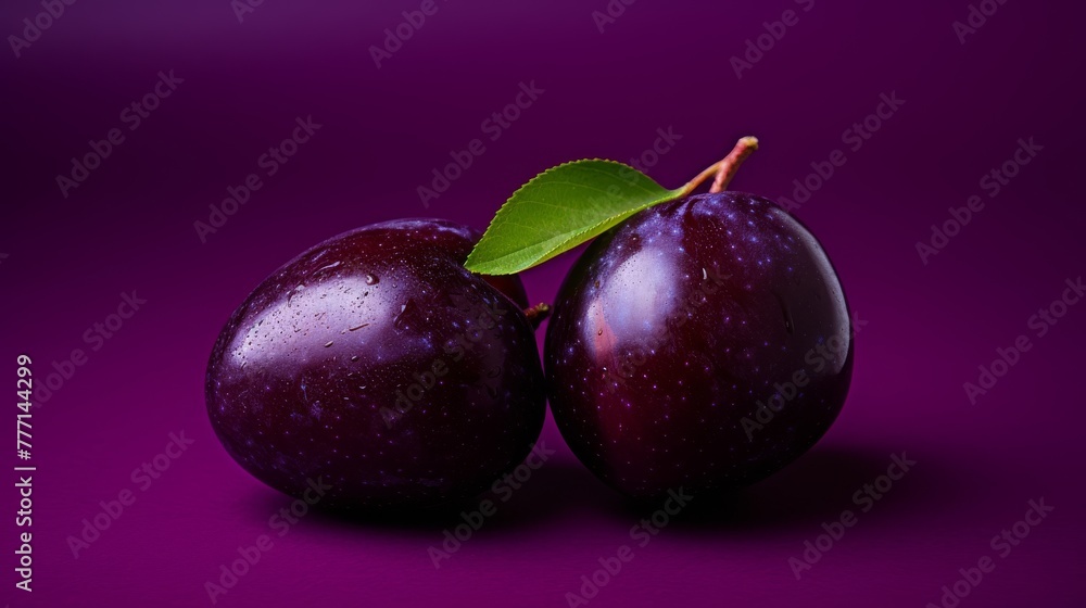 Fresh Plum on solid background.