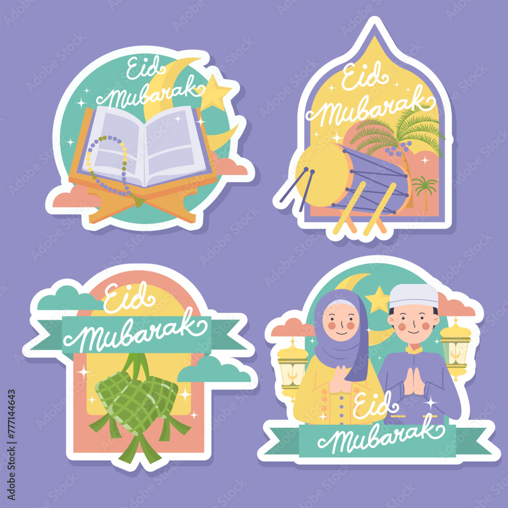 Islamic Ied al Fitr Sticker Pack Collection Label