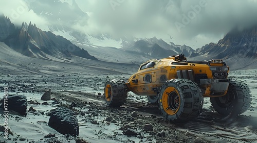 a robotic rover traverses the rugged landscape of an alien planet, its high-resolution cameras and scientific instruments uncovering the mysteries of distant worlds, in stunning 16k full ultra HD. © Ghouri