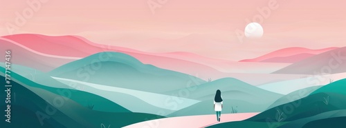 Solitary Figure on a Pastel Path: A Dreamlike Journey into Abstraction Generative AI.