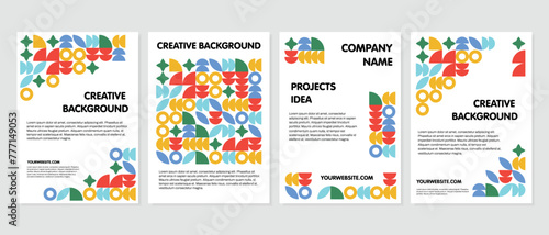 COVER Business presentation vector A4 vertical orientation front page mock up set. Corporate report cover. Modern design poster flyer brochure cover layout template with abstract geometric graphic ele photo