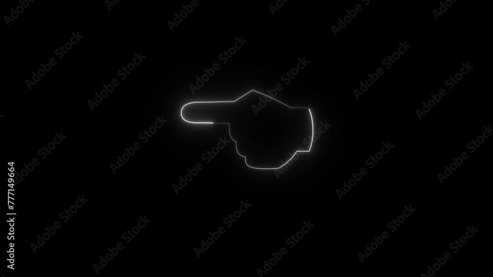 Hand cursor - pointer. Backhand index pointing left neon light white color icon. Turn left finger pointer. Hand cursor - pointer. Backhand index pointing left neon light white color icon. Turn left finger pointer.