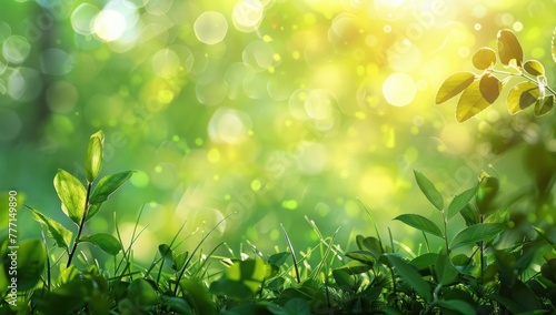 Emerald Bliss: A Symphony of Light Dancing on Spring Greens - Generative AI