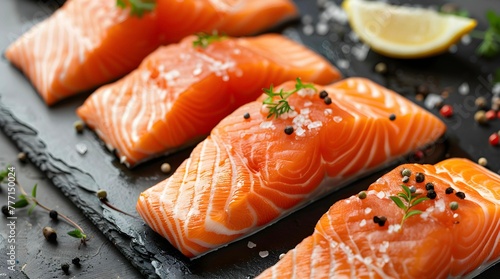 salmon on a wooden board, Japanese food