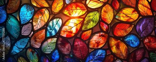 Vibrant Stained Glass Artwork A Colorful Display of Nature's Palette Generative AI