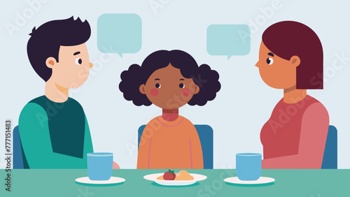 A young child listens intently as their family discusses important social issues around the dinner table. The open and honest conversation