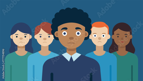 A group photo where one person is slightly out of focus and not included in the center symbolizing the invisible barrier of implicit bias that
