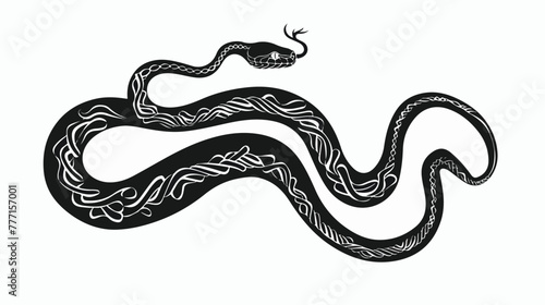Black python silhouette. Monochrome viper crawls. Orna © Rover