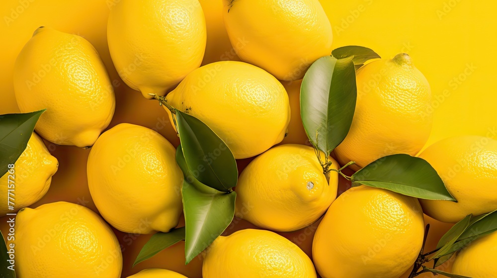 vibrant lemons on yellow background