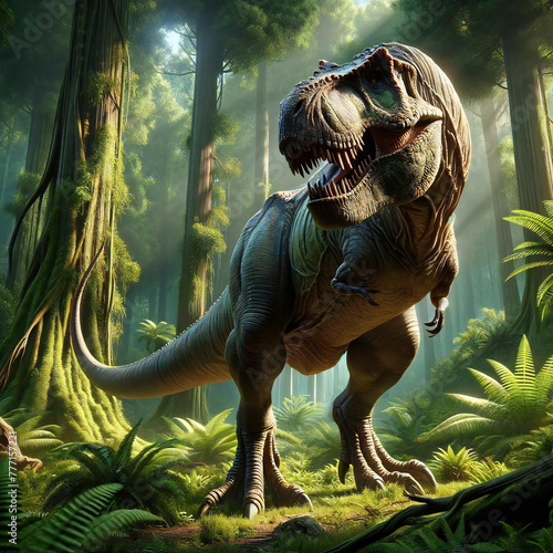 森にいるティラノサウルス【GenarativeAI】 photo