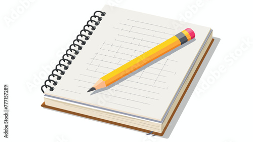 Blank notebook page with pencil for studying icon isolated