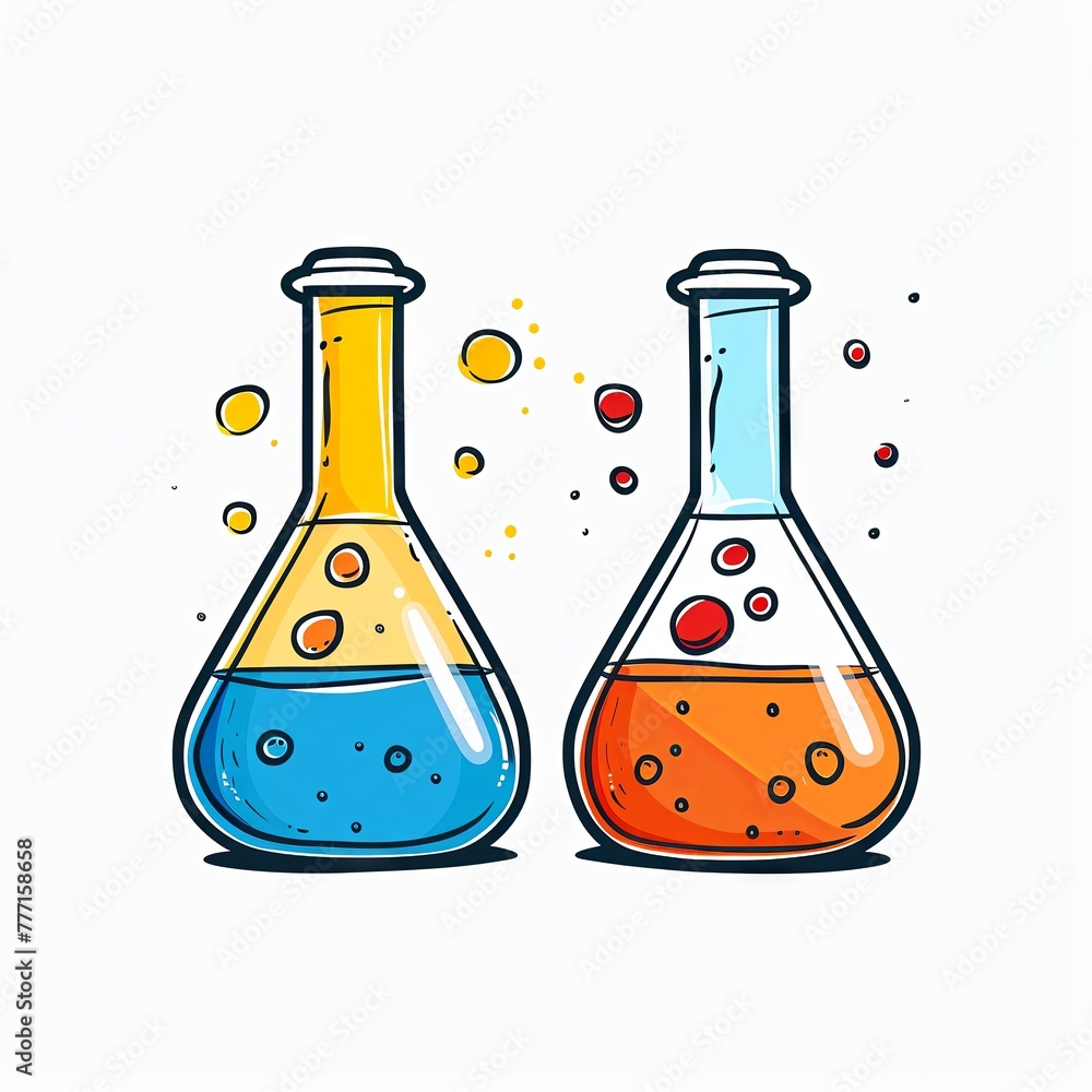Chemical reaction of pairing, clear visuals, bird seye view, vector art , isolated background Chemical reaction of pairing, clear visuals, bird seye view, vector art , isolated background