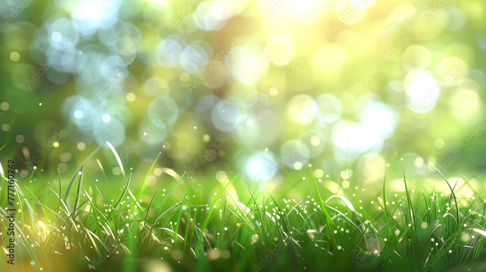 Abstract spring or summer nature background with blurred sunlight and green grass meadow. Abstract spring or summer nature background with blurred sunlight and green grass meadow.