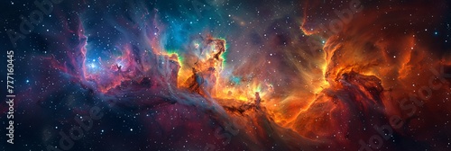 Cosmic Nebula A Spectacular View of the Universe's Mysterious Formations Generative AI photo