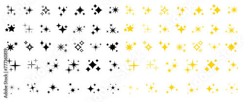 Star icon collection. Different star shapes. Black stars icon set. Sparkle star icon set. Vector illustration