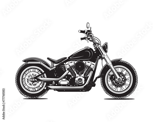 Moto bobber, vector illustration - Motorbike isolated on white background
