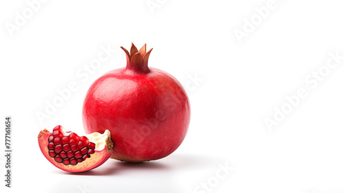 Fresh red pomegranate on white background picture 