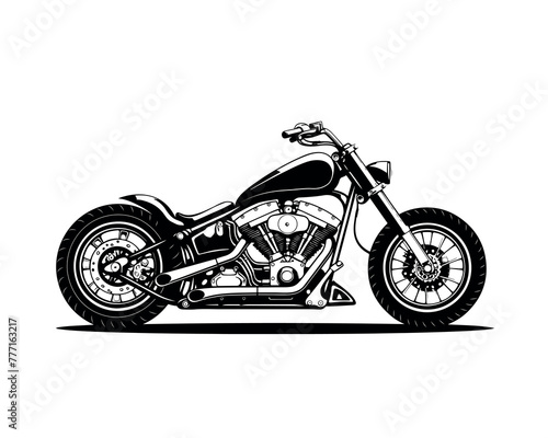 Moto chopper, vector illustration - Motorbike isolated on white background